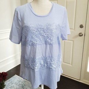 Apt. 9 Lavender Short Sleeve Tee Lace Embellishment Size Medium